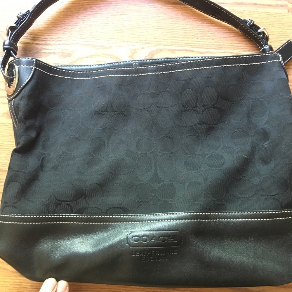 Black Coach Fabric/Leather Tote